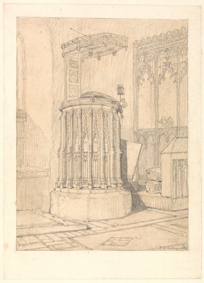 Pulpit in South Burlingham Church, Norfolk by John Sell Cotman